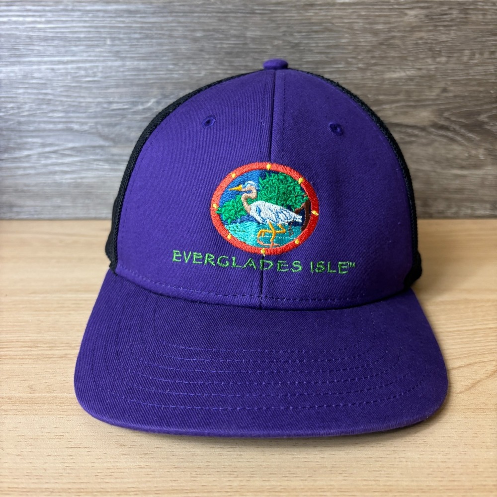 Everglades Isle Hat Cap Snap Back Purple Black Adjustable Mens
